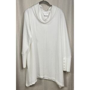 New York Laundry NWOT - Cowl Neck Tunic Top 2X White Long Sleeve Button Cuff